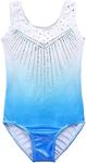 DAXIANG Leotard for Girls Gymnastics Blue Toddler Athletic Dance Wear Leotard Colorful Ribbons