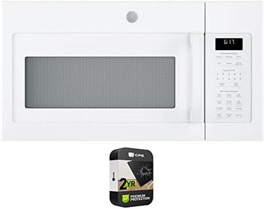 GE JVM6175DKWW 1.7 Cu. Ft. Over-the-Range Sensor Microwave Oven White Bundle with 2 YR CPS Enhanced Protection Pack