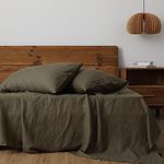 XZ XIFA Olive Green Linen Pillow Case King, 2-Pack, 100% Natural French Flax, Breathable, Durable, Textured Linen Pillow Covers…