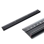 30CM Raised Grip Aluminium Ruler Cutting Ruler Metal Craft Safety Ruler Multifunctional Protective Ruler for Length Measurement(Black)