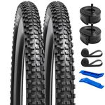 YunSCM 2Pcs 120TPI 29'' Bike Tyres 29x2.25 ETRTO 57-622 Nylon Anti-puncture and 29'' Bike Tubes AV48mm Schrader Valve Compatible with 29 x 2.20 29 x 2.25 29 x 2.30 MTB Racing Bike Tires