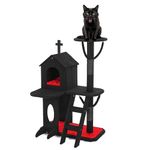 Aesthetic Gothic Cat Tree, 3-Layer Sturdy Black Cat Tower, Spacious Play Area Fits Two Cats, Soft and Cushioned Goth Cat Tower for Halloween