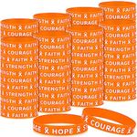 100 Pcs Orange Awareness Silicone Wristbands Ribbon Bulk Silicone Bracelet for Leukemia Multiple Sclerosis Kidney Cancer Lymphoma Adhd Skin Cancer Cerebral Public Activity Supplies Groups