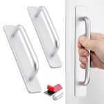 QOOWFEANIG 2Pcs Self Adhesive Door Handle Pull, Self-Stick Instant Cabinet Drawer Handles Door Adhesive Handles, 148mm Aluminum Alloy Push Pull Handles, for Cupboard Closet Window Fridge Wardrobe