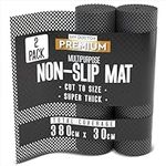 DIY Doctor Anti Slip Gripper Rolls 2 Pack – 190 x 30cm Non Slip Rug Underlay for Laminate Flooring – Carpet and Rug Grippers – Rubber Mat Shelf and Drawer Liner - Black