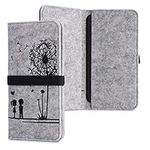 kwmobile Felt Cover for XL - 6.7/6.8" - Protective Fabric Universal Pouch Case with Elastic Band Closure - Dandelion Love Black/Light Grey