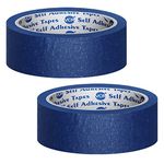 VCR Blue Masking Tape - 20 Meters in Length 24mm / 1" Width - 2 Rolls Per Pack - Easy Tear Tape, Best for Carpenter, Labelling, Painting and leaves no residue after a peel.