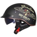 Retro Half Helmet Open-Face Helmet Cruiser Chopper Scooter Pilot Jet Helmet With Visor DOT+ECE Certified for Adult Men and Women