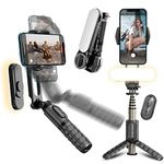 KOSCHEAL Gimbal Stabilizer for Smartphone,1-Axis Selfie Stick Gimbal Stabilizer with Fill Light 360°Rotation with Wireless Remote for Android and iPhone,Ideal for Vlogging,YouTube,TikTok Recording