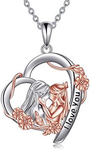 YAFEINI Collar de Madre e Hija Plata de ley 925 Collar deCcorazón de Madre Colgante de Cumpleaños de Navidad Cadena del día de la Madre Regalos de Joyería para Mamá Hija (Collar madre hija)