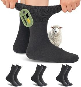 Forcool Men Women Merino Wool Diabetic Crew Non Binding Loose Top Non Blister Cushion Wide Quarter Diabetes Mid Calf Dress Socks, Medium 3 Pairs Dark Gray