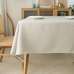 NLMUVW Linen Tablecloth for Rectangle Table 120 Inch Linen Textured Table Cloth 8 FT Water Resistant Farmhouse Table Cover for Kitchen Dining Party, 54 x 120 Inch