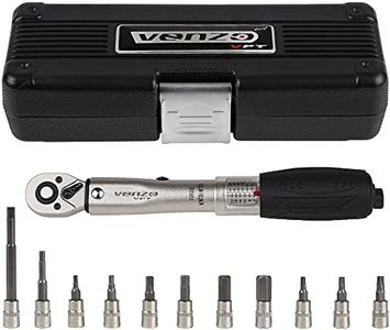 Venzo 1/4 Inch Drive Click Torque Wrench Set 2-22Nm Bicycle Maintenance for Road & Mountain Bikes, Motorcycle Multitask - Includes Allen & Torx Sockets, 4mm & 5mm