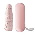 Folding Travel Umbrella,6 Ribs Mini Umbrella Small UV Umbrella with Capsule Case Mini Anti-UV Umbrella Fast Dry and Ultra Lightweight Compact Folding Umbrella for Men Women 90 x 55cm (Pink)