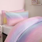 OHS Rainbow Bedding Set Single, Duvet Covers for Girls Boys Single Duvet Set Super Soft Comfy Warm Kids Christmas Bedding with Pillowcase, Multicoloured