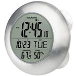 KADAMS Metal Waterproof Humidity, Moisture Proof Digital Bathroom Shower Wall Clock with Seconds Counter, Temperature , Calendar Month Date Day, Suction Cup Stand Hanging Hole (Silver Frame)