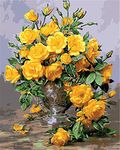 CaptainCrafts Paint by Numbers Adults Kits, Flowers Adults Paint by Numbers Including Canvas Acrylic Paint Wall Art Artwork Gifts Home Wall Decor 16*20 Inch (A hundred charming yellow flowers, Frameless)