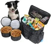 MYDAYS Dog Travel Bag, Pet Luggage Suitcase, Weekend Tote Carrier with Collapsible Bowl (Black1)