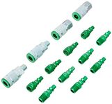 Milton Industries ColorFit Coupler & Plug Kit - (A-Style, Green) - 1/4" NPT, (14-Piece)