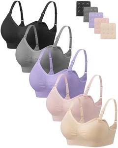 Angelhood 5 Pack Womens Maternity Breastfeeding Bra Seamless Wireless Sleep Bra with Bra Extenders