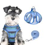 PawSailor Step-in Dog Harness and Leash Set Mesh Breathable No Pull Escape Proof Reflective Adjustable Easy Walk Puppy Vest Harness for Small Medium Dogs Cats, Blue XS