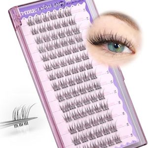 JIMIRE Self Adhesive Eyelashes Natural Look 9-12MM Wispy Pre Glued Lash Clusters No Glue Needed Press on Lashes Clusters Reusable Self Adhesive Eyelash Clusters Easy to Apply