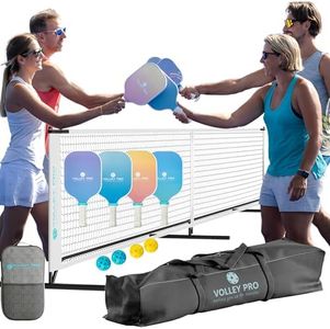 VolleyPro Portable Pickleball Set with Net | 4 USAPA Approved Paddles, Duffle Bag, Regulation Size Pickleball Net System, Assembly Manual, 4 Indoor/Outdoor Pickleball Balls and Carry Bag