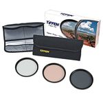 Tiffen 55mm Photo Essentials Kit with UV Protector, 812 Color Warming, Circular Polarizing Glass Filters and 4 Pocket Pouch