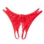 KHUFUZI Women's Sexy Underwear Panties Lace Thong Cute G-String Clothing Dresses Gift for Girlfriend (Red)