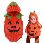 Baby Halloween Costume Pumpkin Costume Kids Newborn Outfit Jumpsuit Pumpkin Romper with Hat Shoes for Baby Girls Boys Infant Clothes Set