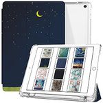 DuraSafe Cases for iPad 7th 8th 9th Gen 2019/2020 / 2021-10.2 Inch [iPad 9 8 7 ] A2602 A2270 A2197 UltraSlim Printed Auto Sleep/Wake Printed TPU Transparent Cover with Pencil Holder - Night Sky