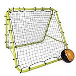 Football Master ™ Premium Fluorescent Green Double Sided Multi Skills Rebounder Training Aid Target Soccer Goal Kickback Adjustable Practise Goalkeeper Coaching Rebound Net