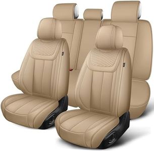 ifwohao Car Seat Covers Full Set, 5 Seats Covers for Cars, Waterproof Seat Cushions Universal Fit Most Cars Beige