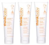 Thinkbaby SPF 50 plus Baby Mineral Sunscreen – Safe, Natural Sunblock for Babies - Water Resistant Sun Cream – Broad Spectrum Sun Protection – Vegan Baby Sunscreen Lotion, 3 Oz. (Pack of 3)