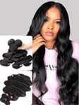 UNice Hair Malaysian Human Hair Body Wave 3 Bundles, 100% Unprocessed Human Virgin Hair Weave Extensions Natural Color 100g/pc (16 16 16 inch)