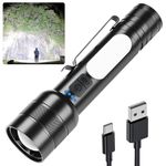 Dszuu Rechargeable Flashlight 500000 Lumens, Tactical Led Flashlights with Zoomable, 8 Modes & COB Light, IPX7 Waterproof, Super Bright Flash Light for Camping, Emergency