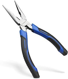 Needle Nose Pliers-KAIHAOWIN 8" Spring Loaded Pliers Long Nose Pliers with Wire Cutter Comfort Soft Grip Side Cutters-Precision Pliers Long Nose Cutting Hand Tool for Bending Wire Jewelry Making