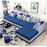 Braxton Susan 5 Seater L Shape Sofa for Living Room (Blue Grey Fabric) Right Side