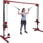 Best Fitness (BFCCO10) Cable Crossover Exercise Machine, 2" Olympic Sized Weight Carriage Dual Pulley Cable Machine for Strength Training, Red