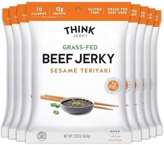Think Jerky Sesame Teriyaki Beef Jerky, Grass-Fed High Protein Beef Jerky, Gluten Free, No Antibiotics or Nitrates, Healthy Chef Crafted Recipe, Low Calorie and Low Fat - 2.2 oz Bags, 8 Pack