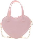 Girls Novelty Heart-Shaped Purse Chain Purse Zipper Closure Tote Handbag Shoulder Crossbody Bags Travel Wallet, Pink