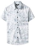 JOGAL Mens Floral Hawaiian Shirt Short Sleeve Casual Button Down Aloha Beach Shirts with Pocket White X-Large