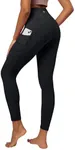 IUGA High Waist Yoga Pants with Pockets, Leggings for Women Tummy Control, Workout Leggings for Women 4 Way Stretch Black