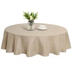 XWZO Faux Linen Round Tablecloth Wrinkle Free Stain Resistant Spillproof Washable Table Cloth for Kichen and Dinning Room Rustic Farmhouse Style Table Cover, Beige,70 inch, Round