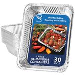 Rollay Large Aluminium Foil Trays Deep (32x26x7 cm) - Tin Foil Trays Containers for Cooking, Baking, Broiling, Roasting, BBQ, and Party (3500ml) (30 Trays)