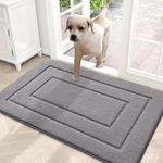 Door Mat Indoor Entrance, XICEN Absorbs Moisture and Dirt Low-Profile Doormat, Indoor Dog Mat for Muddy Paws, Front Door mat for Floor Home Entryway (50X80CM-Grey)