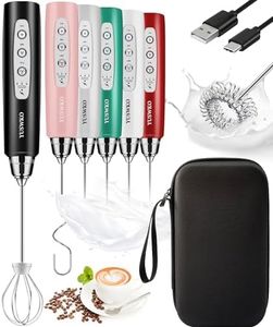 YUSWKO Black Rechargeable Milk Frother Handheld Frother Wand Drink Mixer for Coffee, Electric Whisk 3 Speed Adjustable, Coffee Foamer Maker with 3 Stainless Whisks Ideal Stirrers for Travel