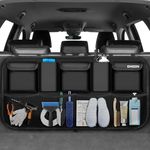 EINESIN Car Trunk Organizer, Auto Storage Bag with 9 Pockets, Car Trunk Bag with Strong Elastic, Magic Wand Structure for SUV (Black, 42.5 x 20.5 IN)