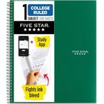 Five Star 1-Subject Spiral Notebook, 8.5" x 11" Sheet Size, College-Ruled, 200 Pages/100 Sheets, Neat Sheet Perforated Pages, Wirebound, Green Poly Cover, 1 Notebook (72055)