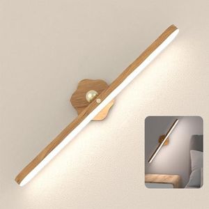 Led Wall Lamp, 360°Rotate Imitation Wood Grain Wall Lights, USB Rechargeable Night Light, Portable Light, Wall Sconces for Wardrobe/Stairs/Kitchen/Hallway, Touch Control, White Light,Brown